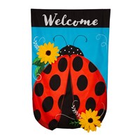 Ladybug Welcome Linen House Flag