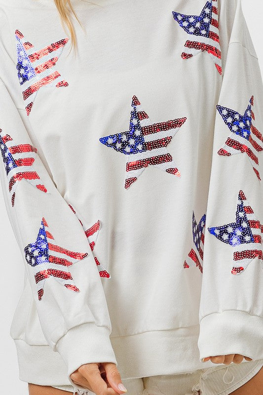 AMERICAN FLAG SEQUIN STAR PULLOVER