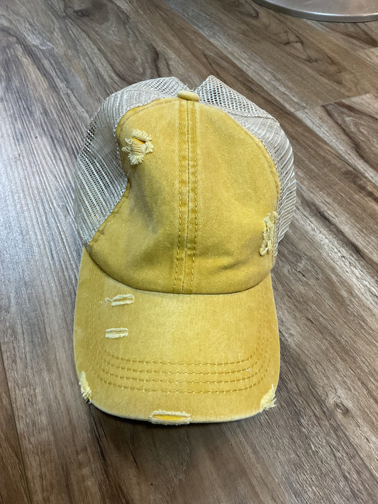 Baseball Hat with Ponytail Hole Mustard