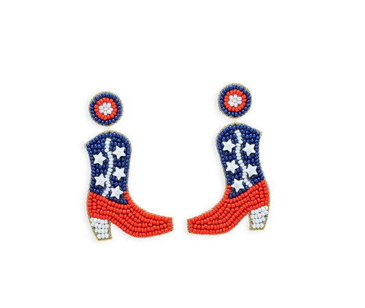 Patriotic Cowgirl Boots Earrings
