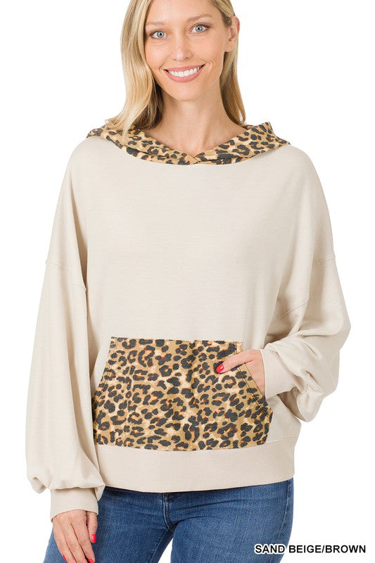 SOFT FRENCH TERRY REVERSE LEOPARD HOODIE Andrea s Schnuck Store