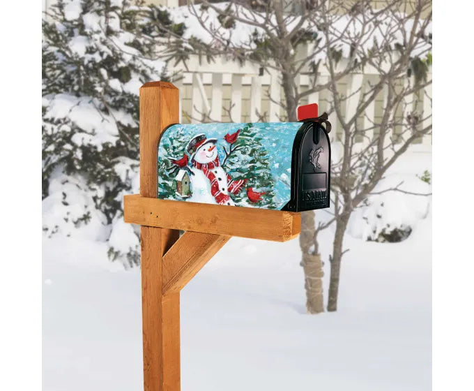 Snowman with Cardinals Mailbox Cover