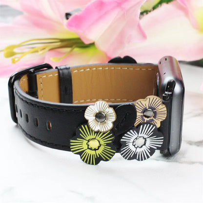 Genuine Leather Floral Or Butterfly Rivets Band