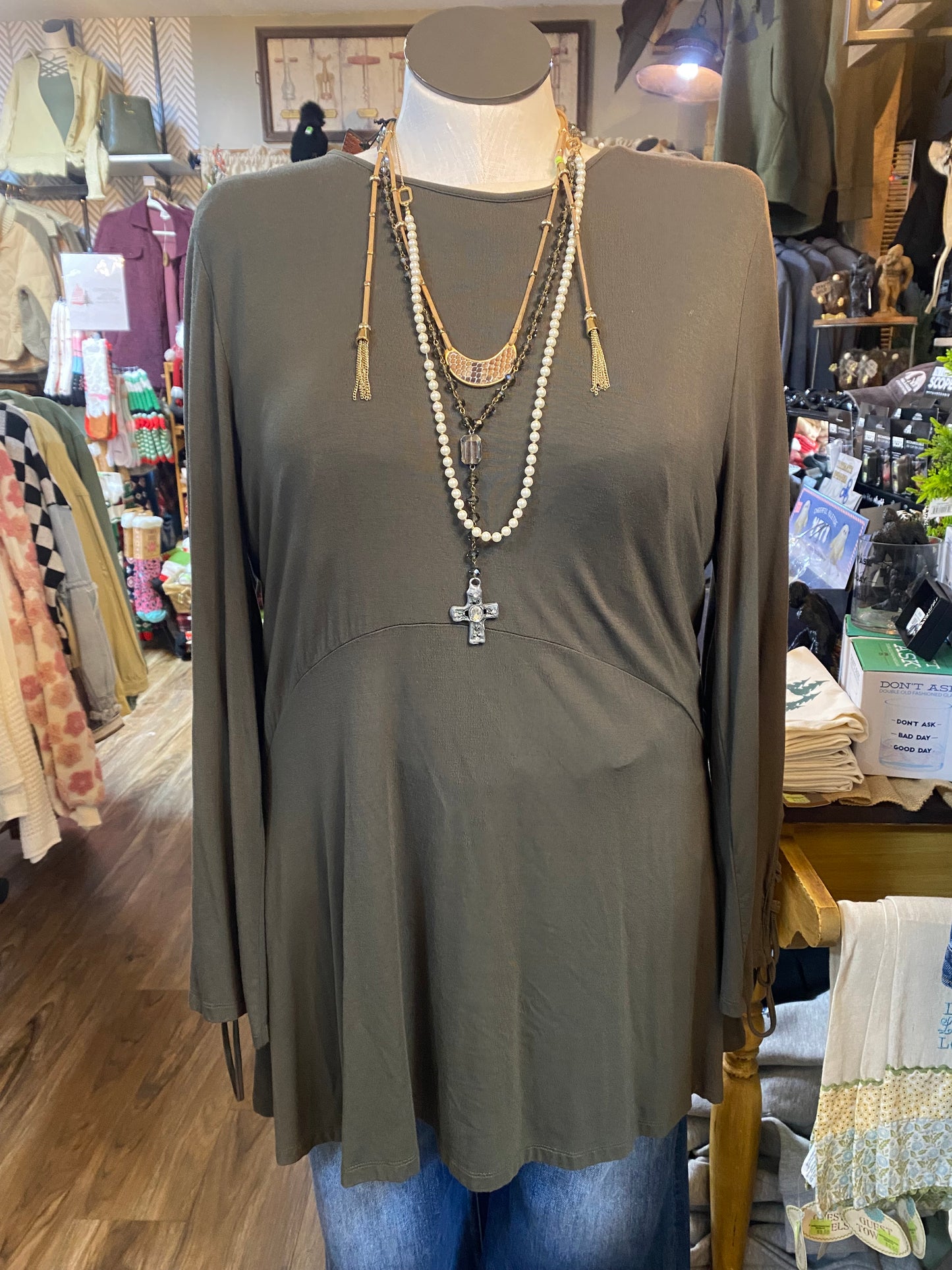 Olive XXL V Neck Tunic Top