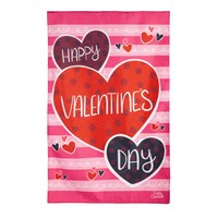 Happy Valentine's Day Hearts Burlap House Flag