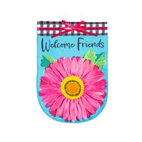 Welcome Friends Daisy Burlap House Flag