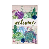 Succulent Burlap House Flag