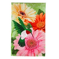 Hummingbird and Daisy Trio House Linen Flag