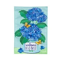 Welcome Home Hydrangeas Burlap Garden Flag