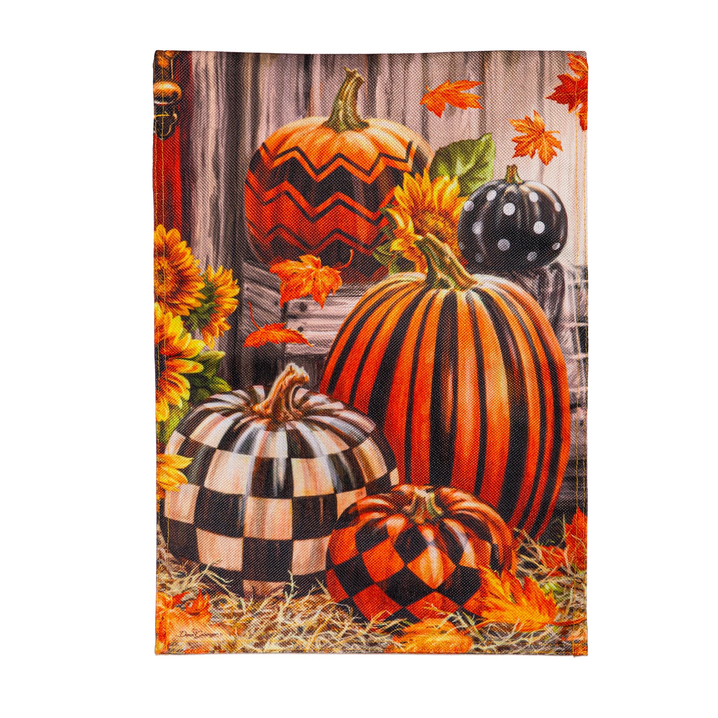 Fall Harvest Pumpkins Burlap Garden Flag