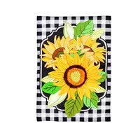 Sunflowers and Checks Linen Flag