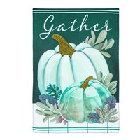 Mint Pumpkin Garden Linen Flag