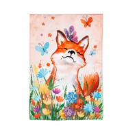 Fox and Wildflowers Linen Garden Flag