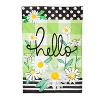 Hello Daisy Linen Garden Flag