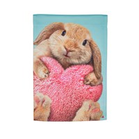 Bunny with Heart Pillow Suede Garden Flag