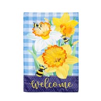 Daffodils & Bees Applique House Flag