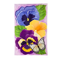 Pansy & Butterfly Applique House Flag