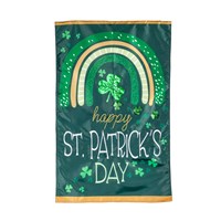 Rainbow and Shamrocks Applique House Flag