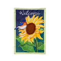 Bluebird and Sunflower Applique House Flag