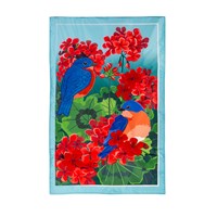 Bluebird in Red Geraniums House Flag