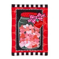 Mason Jar of Hearts Garden Applique Flag