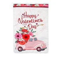 Valentine's Flower Truck Applique Garden Flag