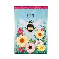 Let It Bee Applique Garden Flag