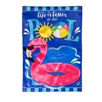 Life is Better at the Pool Applique Garden Flag