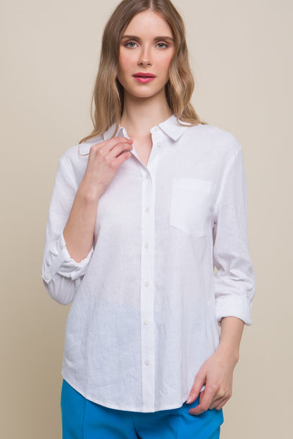 Linen Button Front Classic Shirt