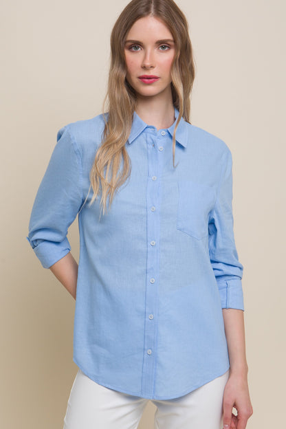 Linen Button Front Classic Shirt