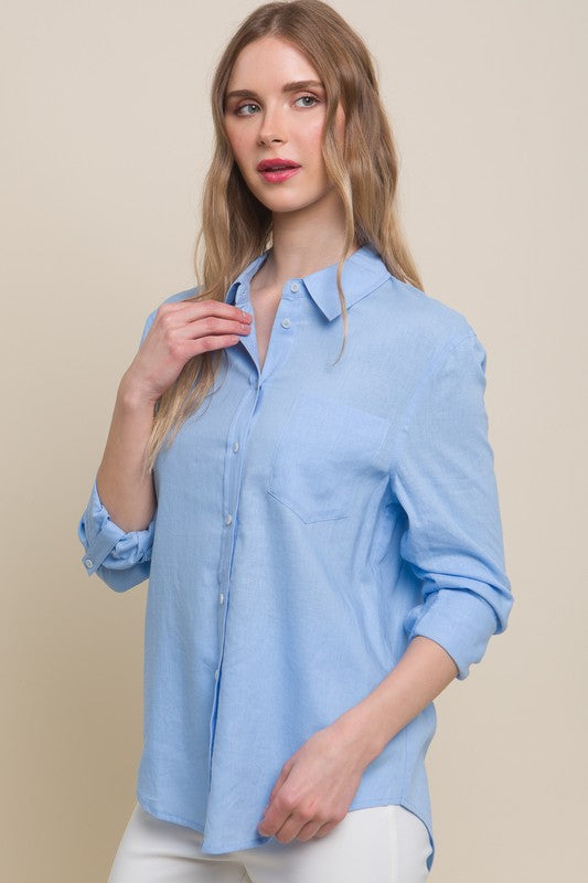 Linen Button Front Classic Shirt