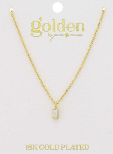 18K GOLD PLATED RECTANGLE OPAL NECKLACE