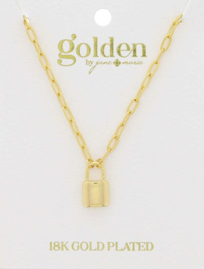 18K GOLD PLATED PADLOCK NECKLACE