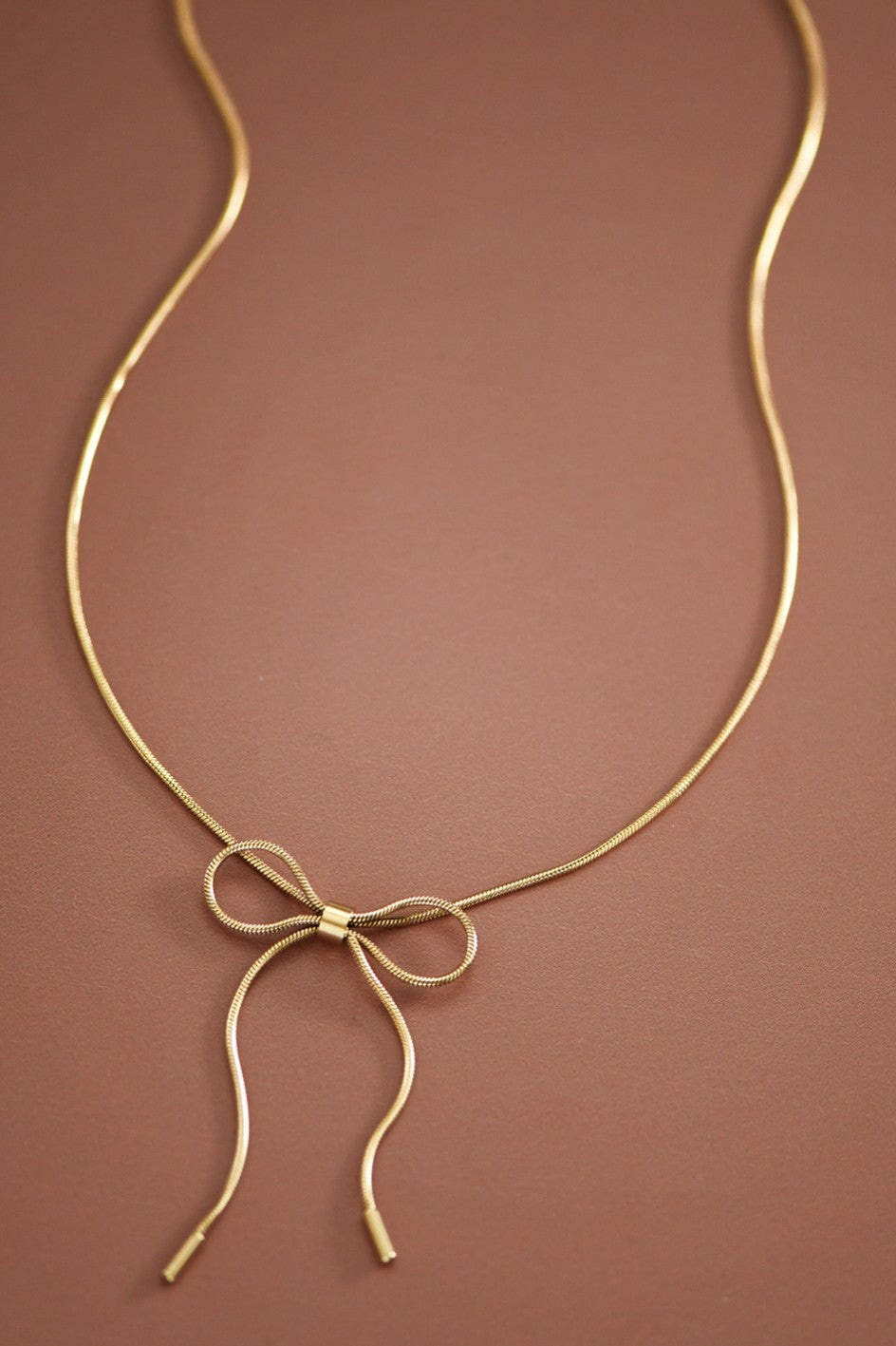 18K Non-Tarnish Stainless Steel Chain Bow Necklace