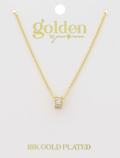 18K GOLD PLATED BAGUETTE CRYSTAL RING NECKLACE