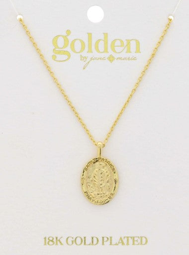 18K GOLD PLATED VIRGIN MARY PENDANT NECKLACE