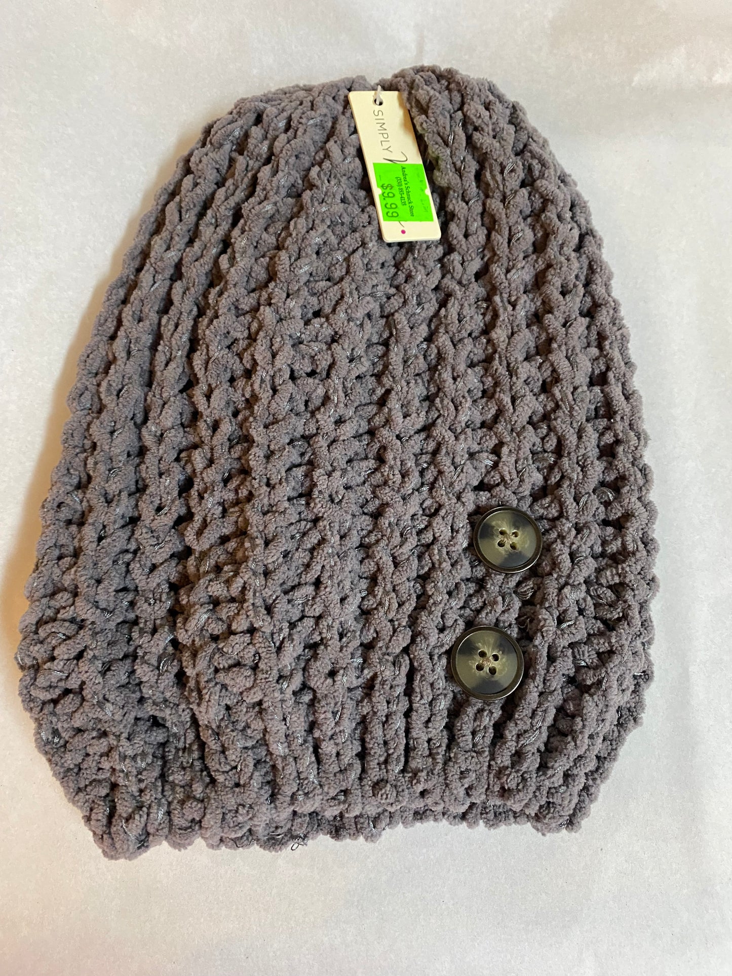 Super Soft Grey Hat w. Buttons