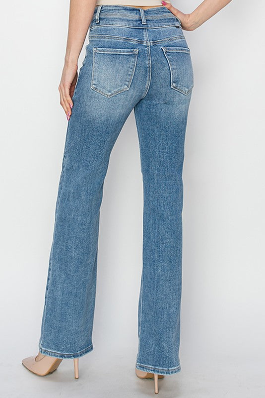 HIGH RISE ANKLE STRAIGHT JEANS Medium Wash