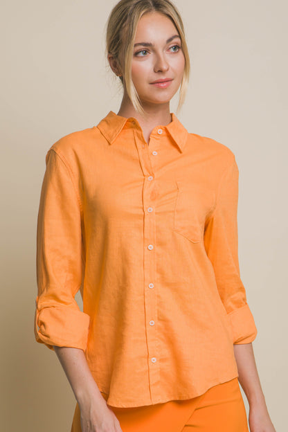 Linen Button Front Classic Shirt