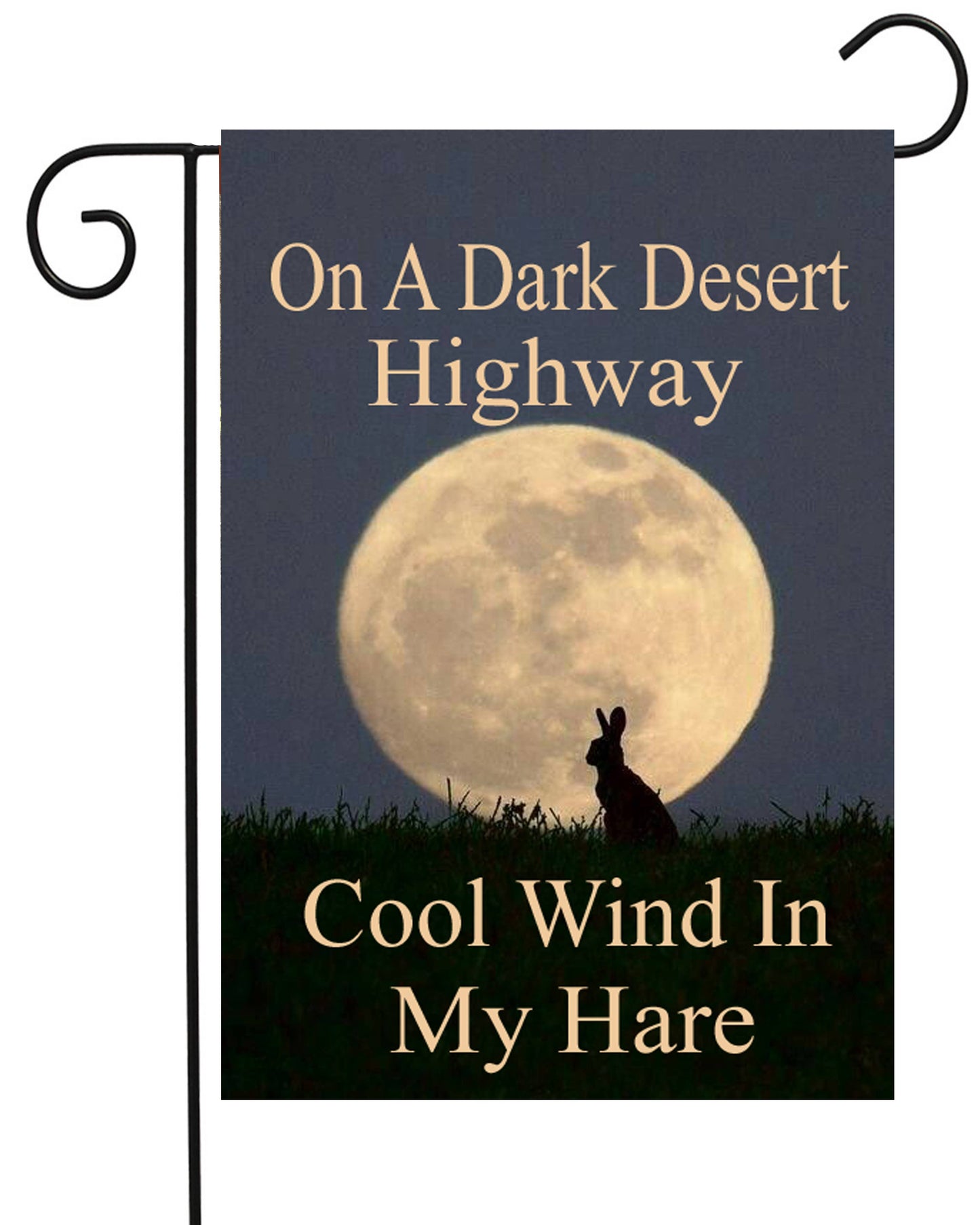 Happy Cow Lawn Decor - Dark Desert Highway HARE Garden Flag G2261