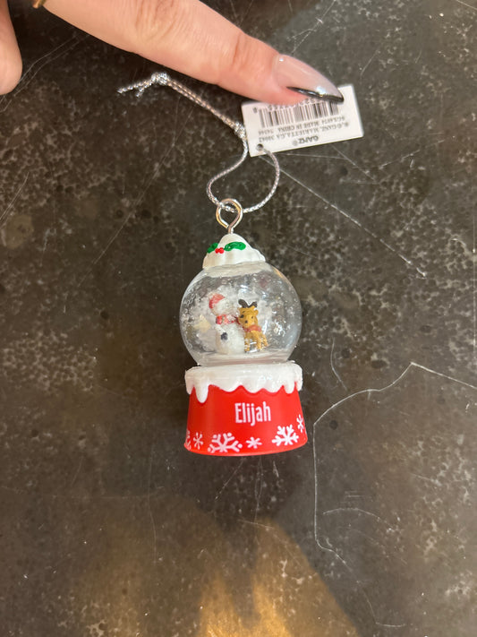 Elijah Mini Snow Globe Ornament