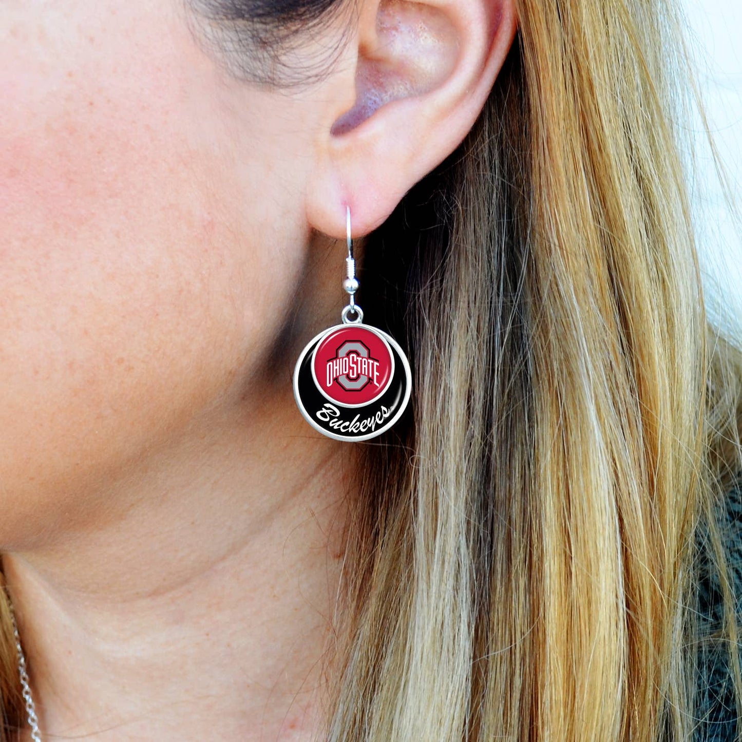 From The Heart - Ohio State Buckeyes Stacked Disk Earrings