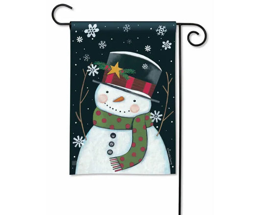 Nighttime Snowman Garden Flag