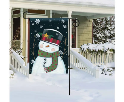 Nighttime Snowman Garden Flag