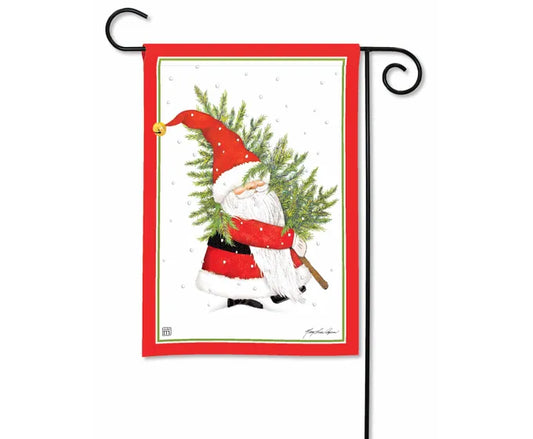 Santa Gnome Garden Flag