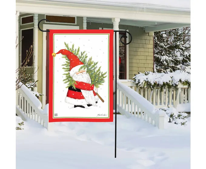 Santa Gnome Garden Flag