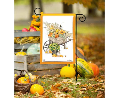 Harvest Wheelbarrow Garden Flag