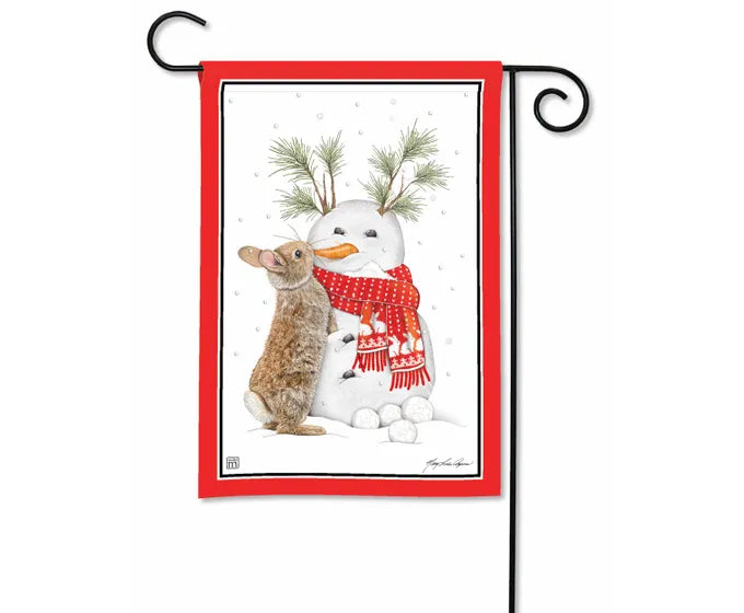 Bunny's Snow Friend Garden Flag