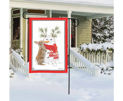 Bunny's Snow Friend Garden Flag