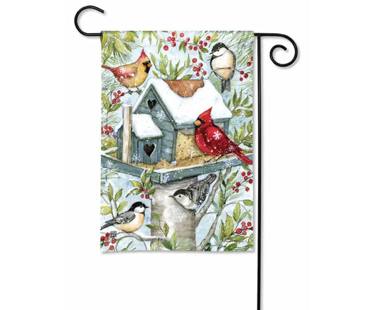 Winter Birdhouse Garden Flag